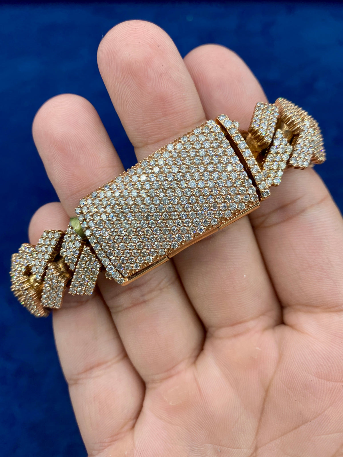 10K Rose Gold & Diamonds Cuban Link Bracelet 17.5mm - additional product view 4