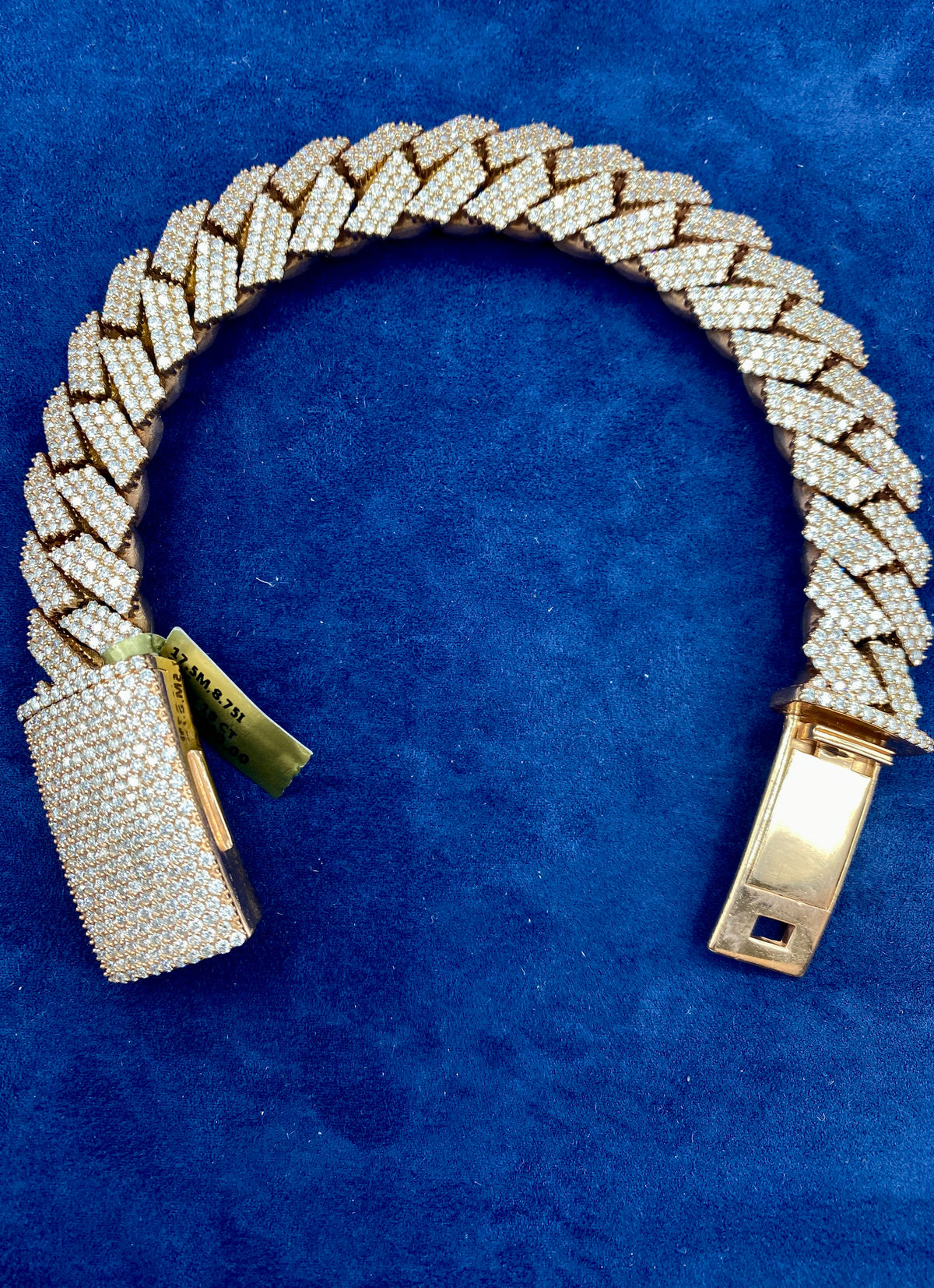 10K Rose Gold & Diamonds Cuban Link Bracelet 17.5mm - additional product view 6