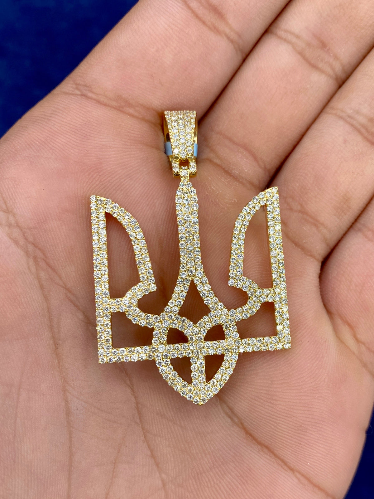 14K Gold Ukrainian Coat of Arms Diamond Pendant - main product photo