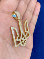 14K Gold Ukrainian Coat of Arms Diamond Pendant - additional product view 2