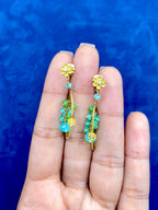 18K Gold Hanging Colorful Diamond Earrings - additional product view 5