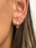 14K Gold and Pink Center Stone Earrings - additional product view 2