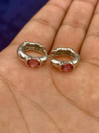 14K Gold and Pink Center Stone Earrings - additional product view 5