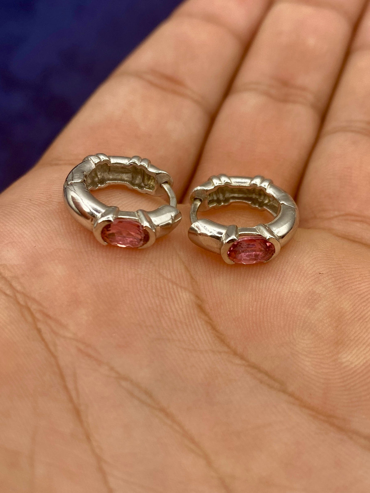 14K Gold and Pink Center Stone Earrings - additional product view 5