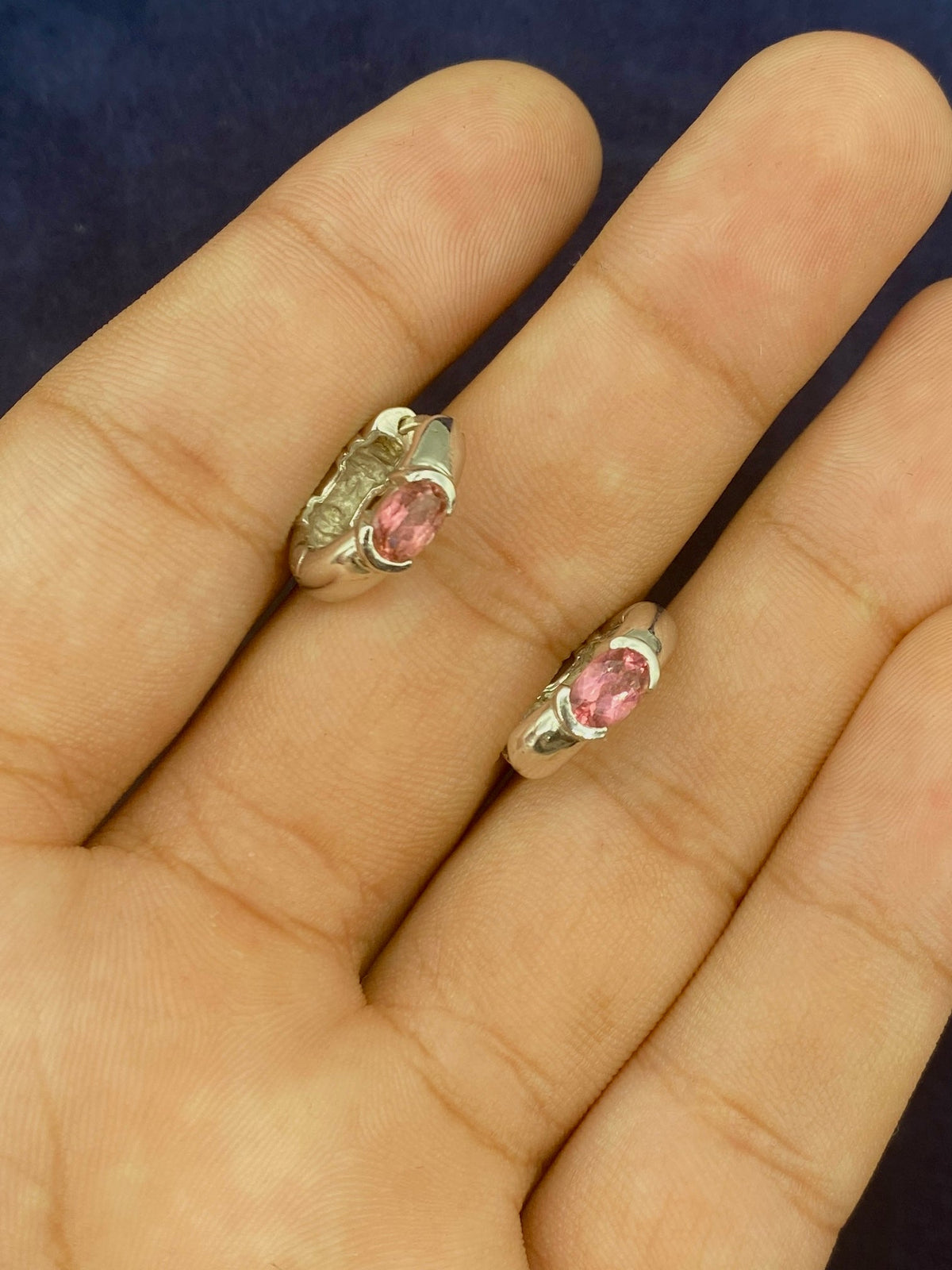 14K Gold and Pink Center Stone Earrings - additional product view 6