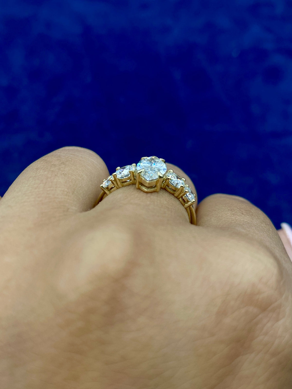 14K Gold Marquis Shaped Lab Diamond Enagement Ring - additional product view 4