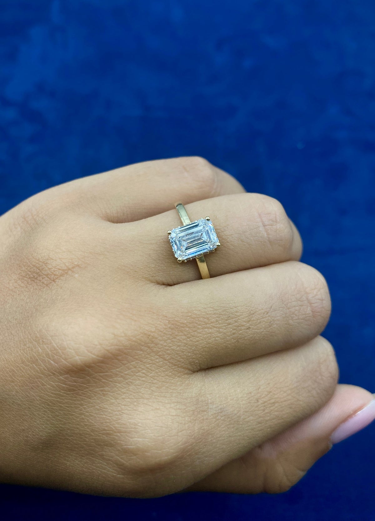 14K Gold Emerald Cut Lab Diamond Engagement Ring - additional product view 5