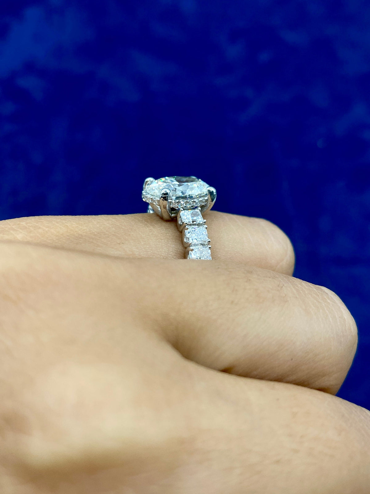 14K Gold Oval Center Radiant Band Lab Diamond Engagement Ring - additional product view 3