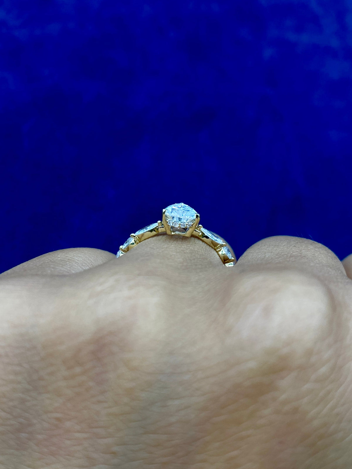14K Gold Pear Center and Band Lab Diamond Engagement Ring - additional product view 4