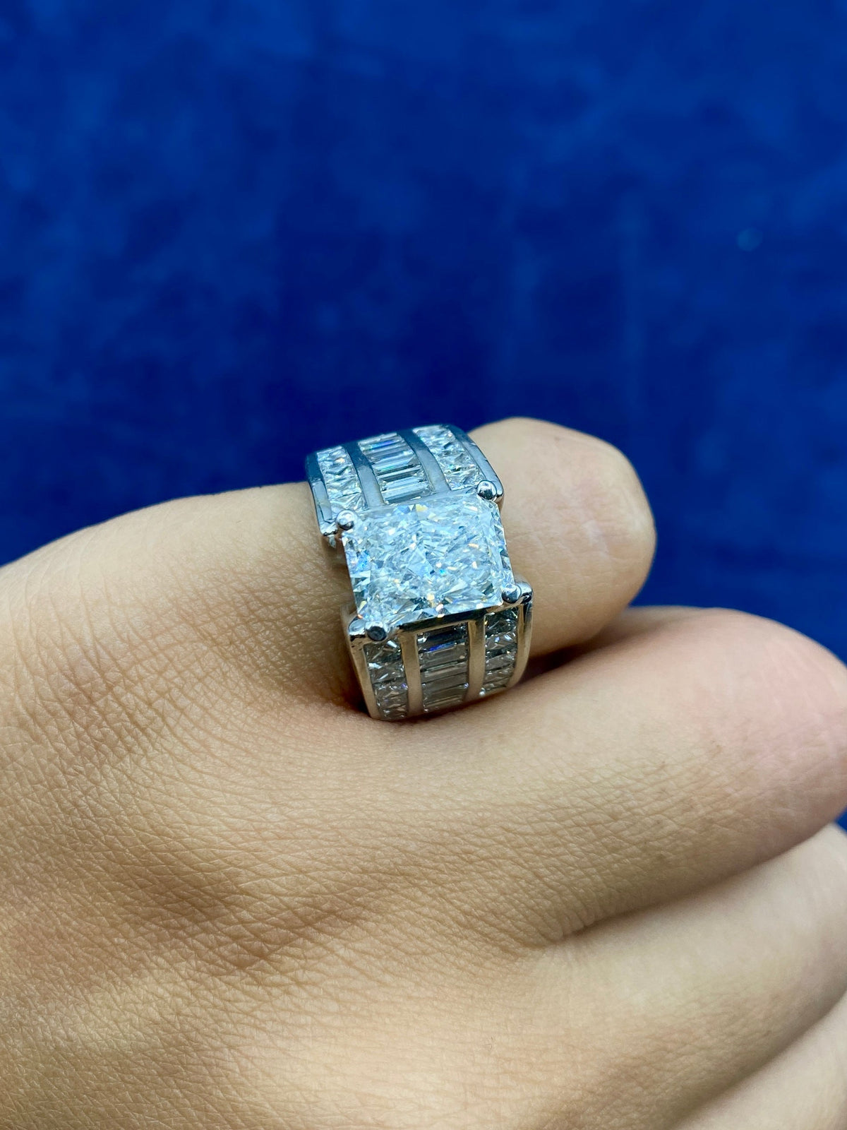 14K Gold Thick Radiant Cut Lab Center Engagement Lab Diamond Ring - additional product view 2