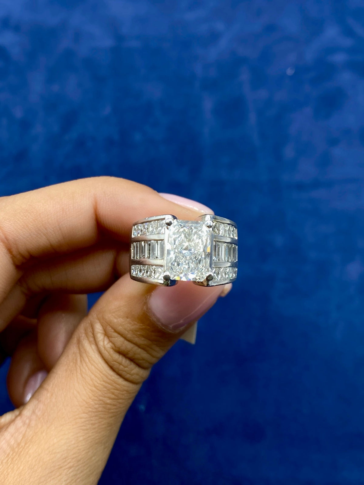 14K Gold Thick Radiant Cut Lab Center Engagement Lab Diamond Ring - additional product view 5