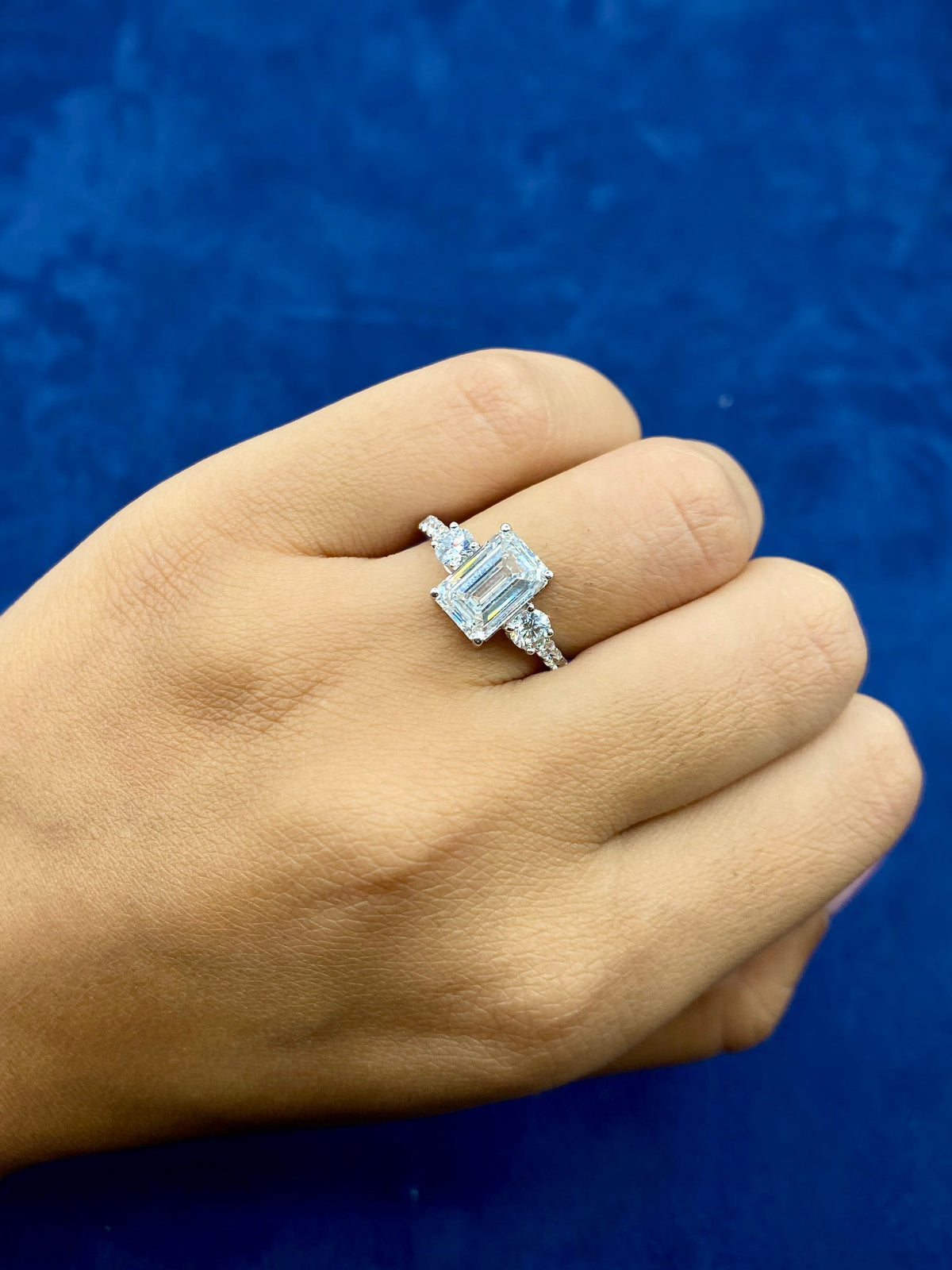 14K Gold Circle and Emerald Cut Lab Diamond Engagement Ring - additional product view 2