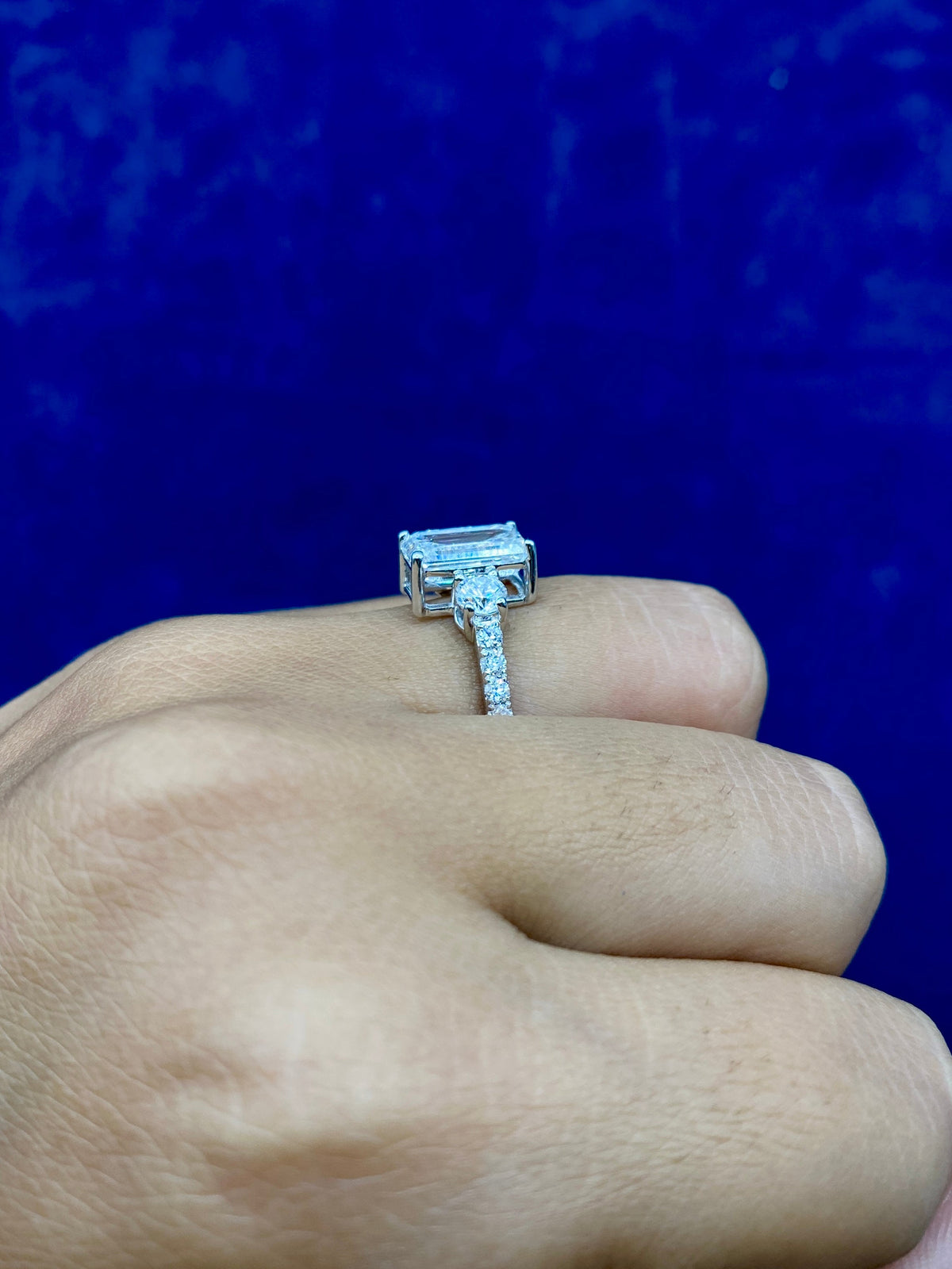 14K Gold Circle and Emerald Cut Lab Diamond Engagement Ring - additional product view 3