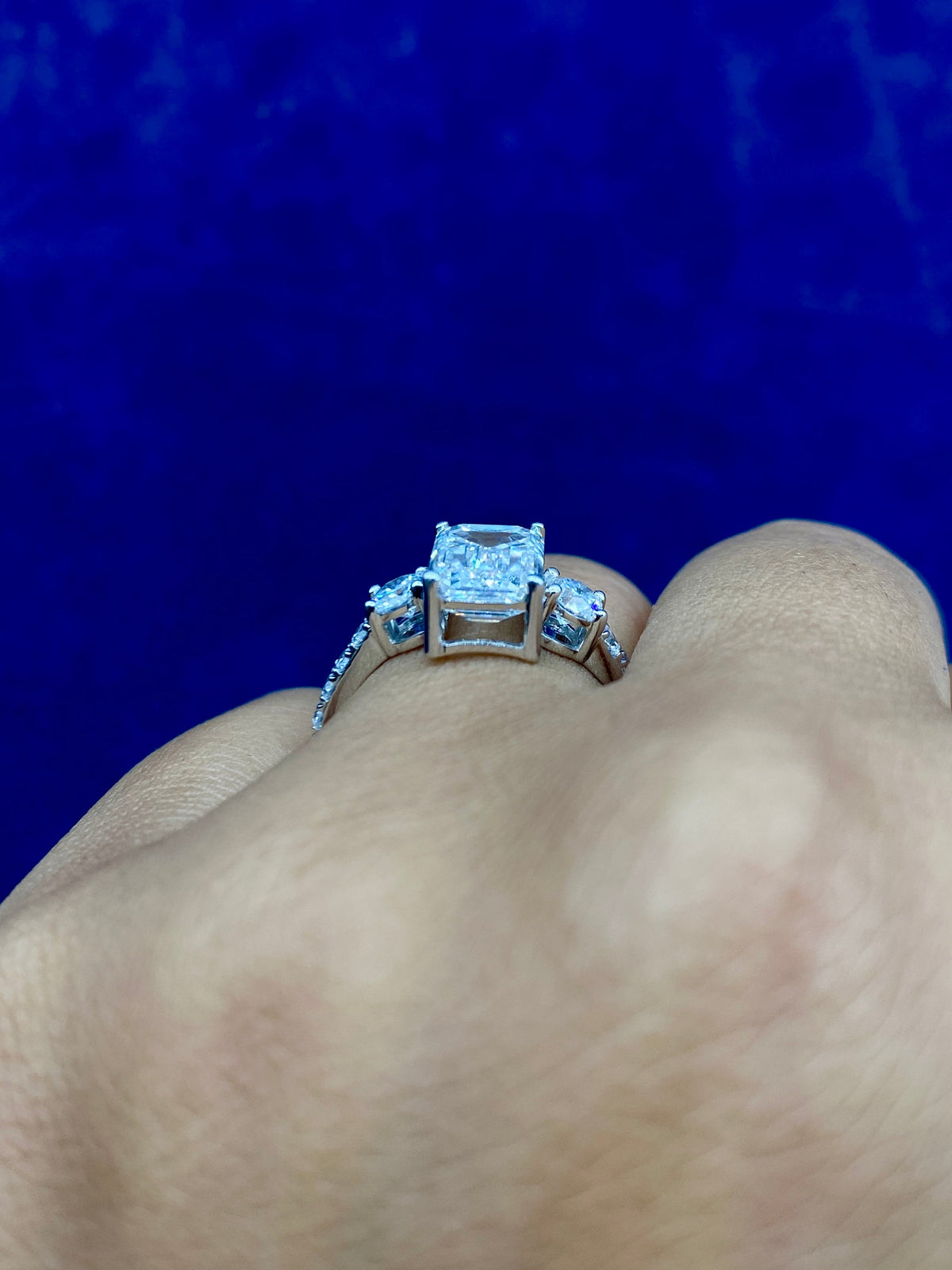 14K Gold Circle and Emerald Cut Lab Diamond Engagement Ring - additional product view 4
