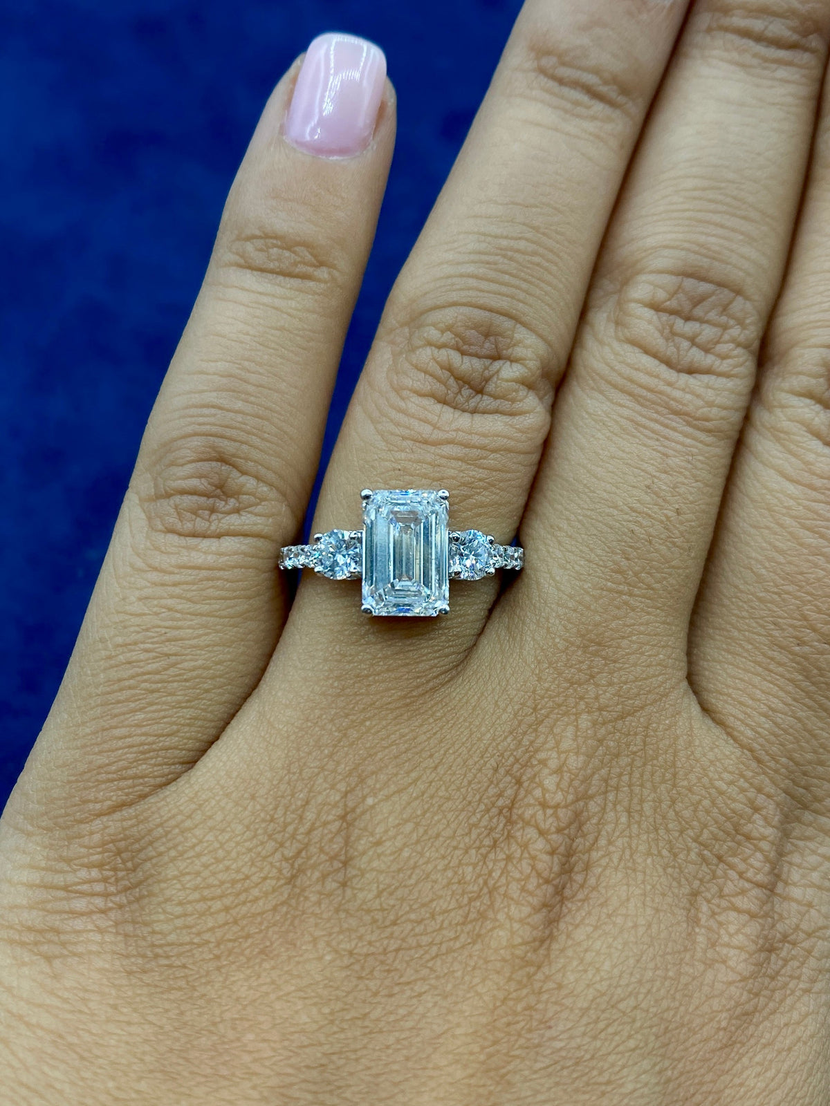 14K Gold Circle and Emerald Cut Lab Diamond Engagement Ring - additional product view 5