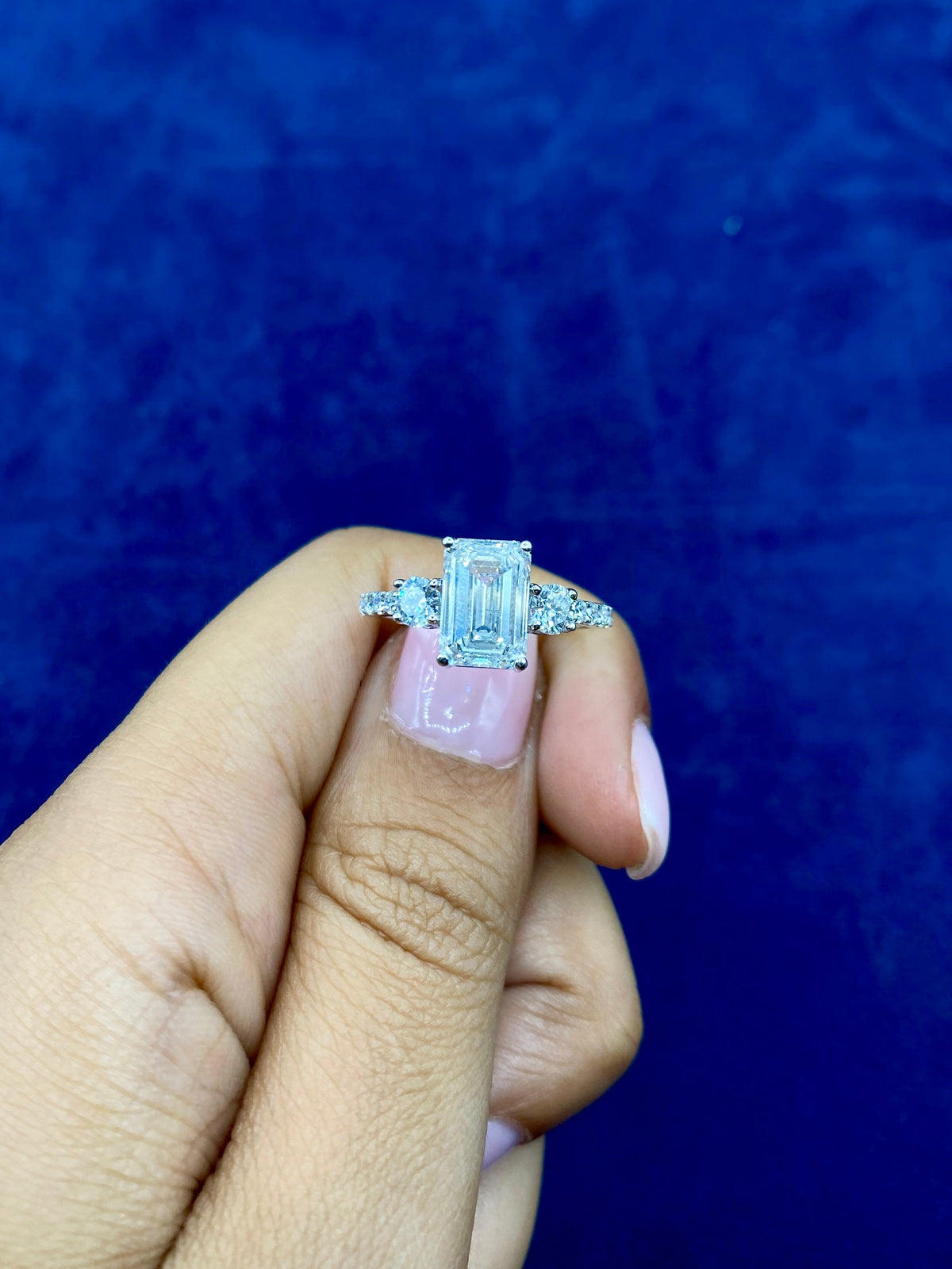 14K Gold Circle and Emerald Cut Lab Diamond Engagement Ring - additional product view 6