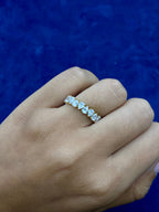 14K Gold Pair Shaped Ring Band Alternating Lab Diamonds - additional product view 2