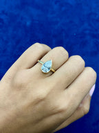 14K Gold Enclosed Pear Center Stone Lab Diamond Engagement Ring - additional product view 2