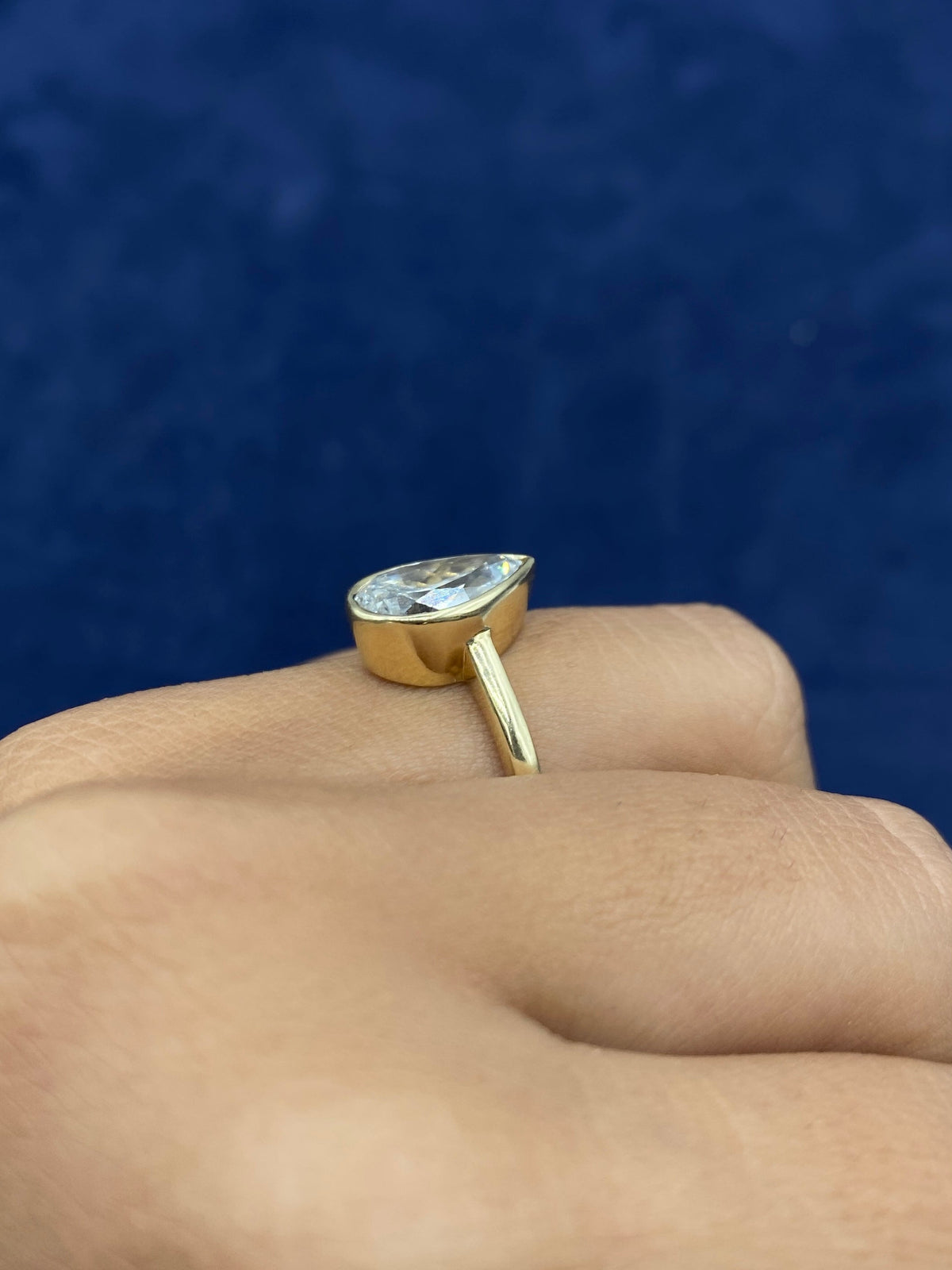 14K Gold Enclosed Pear Center Stone Lab Diamond Engagement Ring - additional product view 3