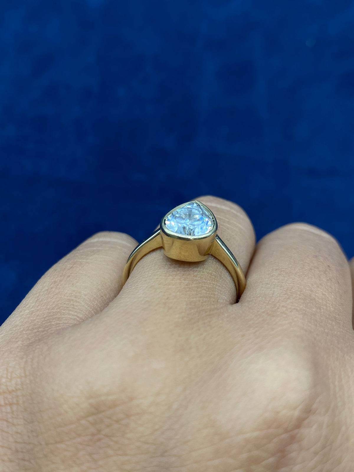 14K Gold Enclosed Pear Center Stone Lab Diamond Engagement Ring - additional product view 4
