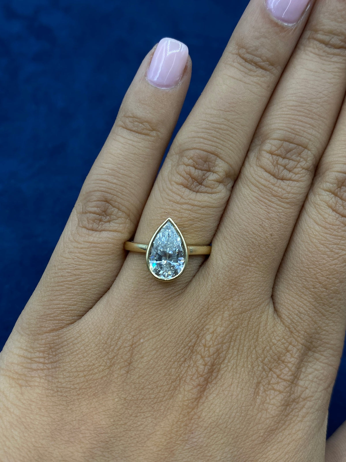 14K Gold Enclosed Pear Center Stone Lab Diamond Engagement Ring - additional product view 5