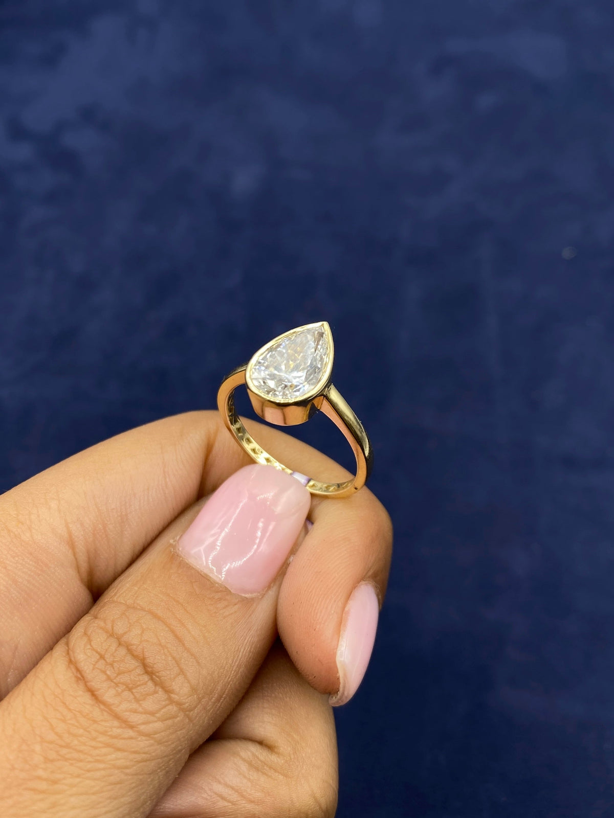 14K Gold Enclosed Pear Center Stone Lab Diamond Engagement Ring - additional product view 6