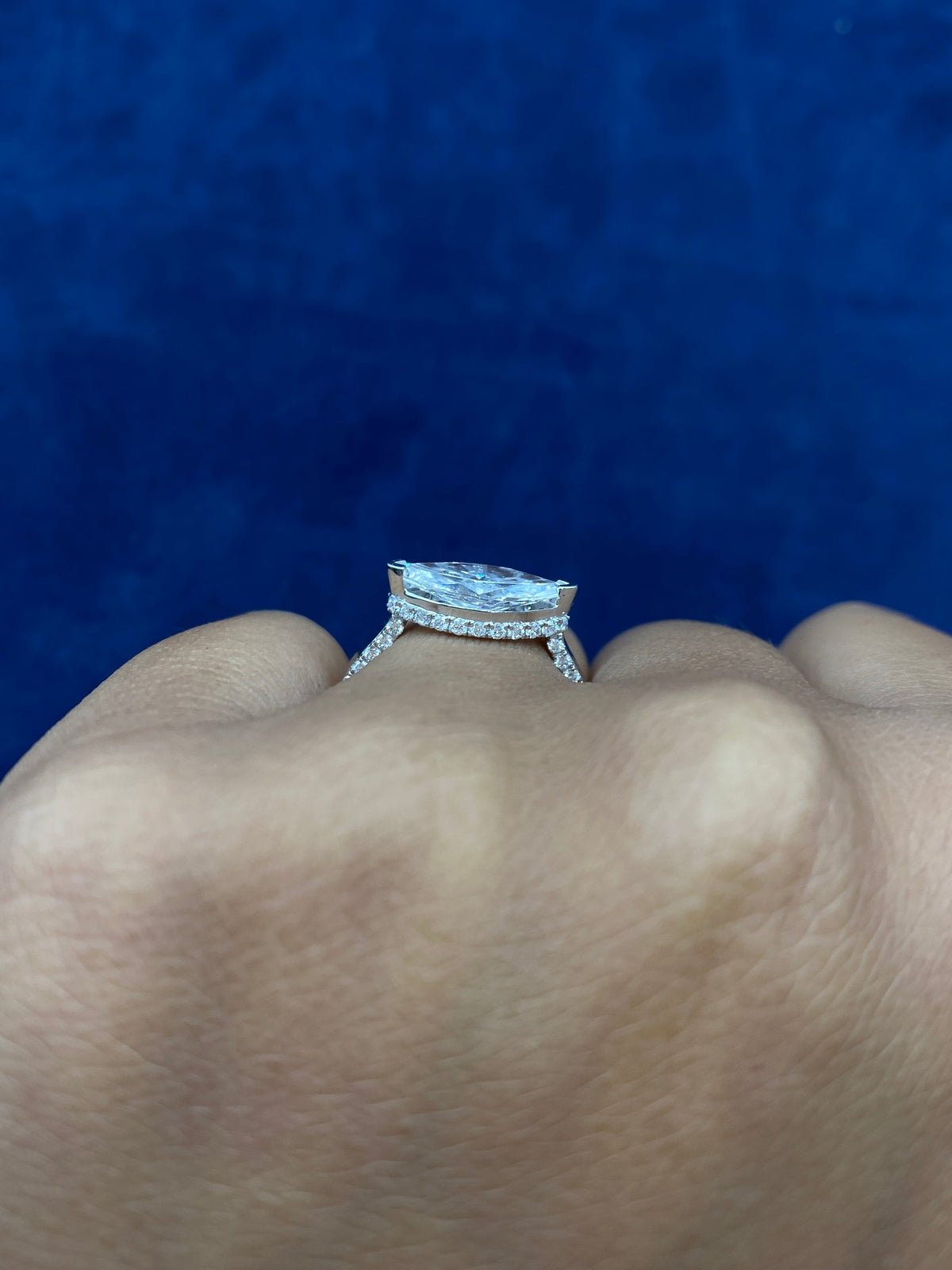 14K Gold Stylish Marquis Cut Lab Diamond Center Ring - additional product view 3