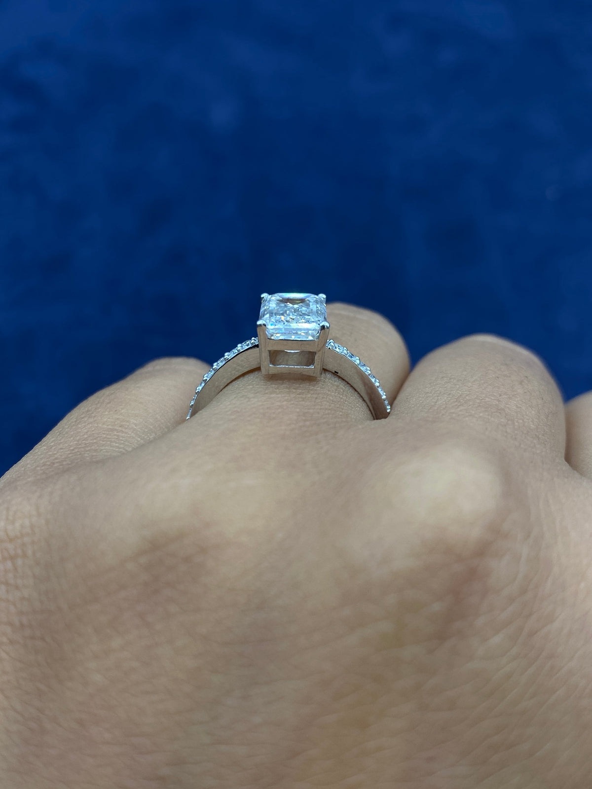 14K Gold Emarald Engagement Ring Lab Diamonds - additional product view 4