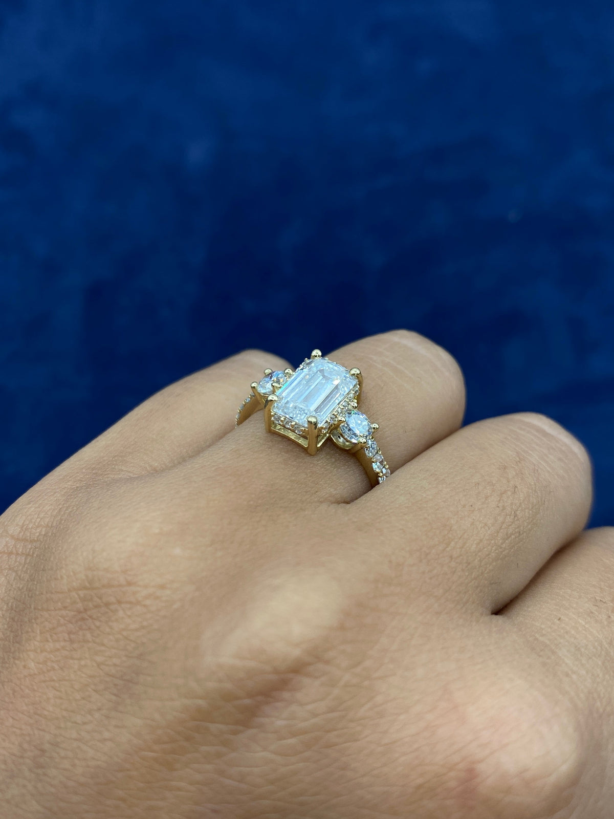 14K Gold Circle and Emerald Cut Lab Diamond Engagement Ring - additional product view 8