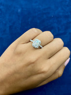 14K Gold Emerald and Halo Lab Diamonds Ring - main product photo