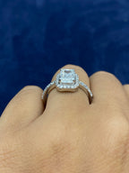 14K Gold Emerald and Halo Lab Diamonds Ring - additional product view 3