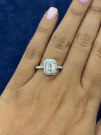 14K Gold Emerald and Halo Lab Diamonds Ring - additional product view 4