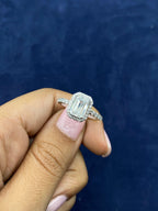 14K Gold Emerald and Halo Lab Diamonds Ring - additional product view 5