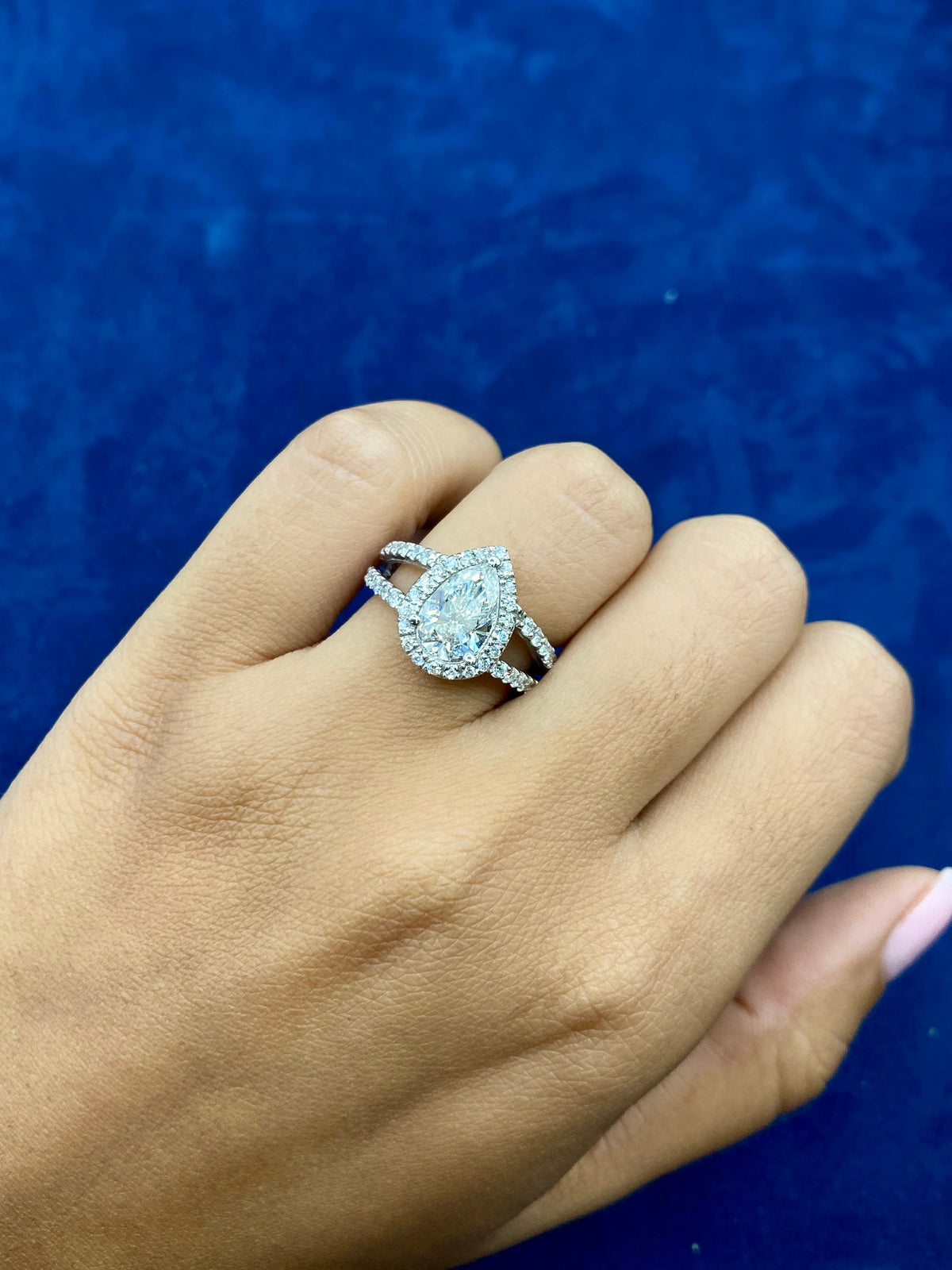 14K Gold Thick Pear Cut Lab Diamond Engagement Ring - additional product view 2