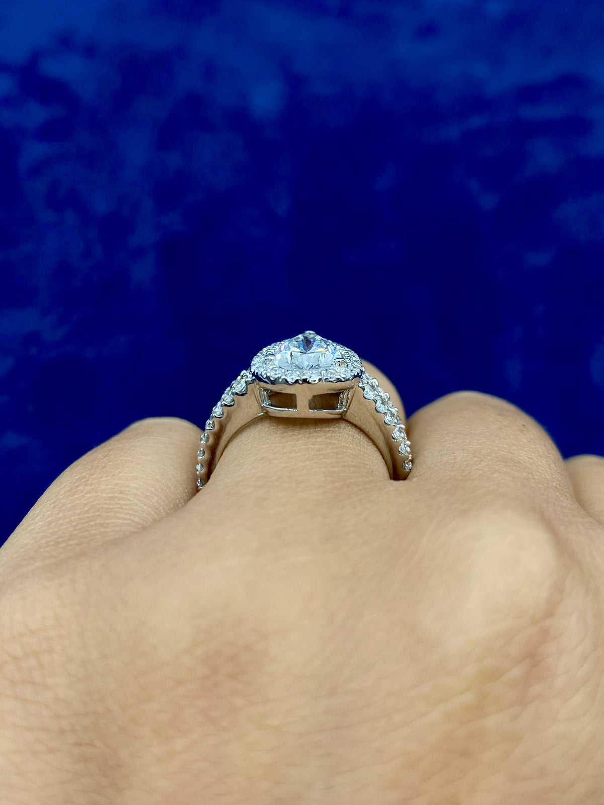14K Gold Thick Pear Cut Lab Diamond Engagement Ring - additional product view 4