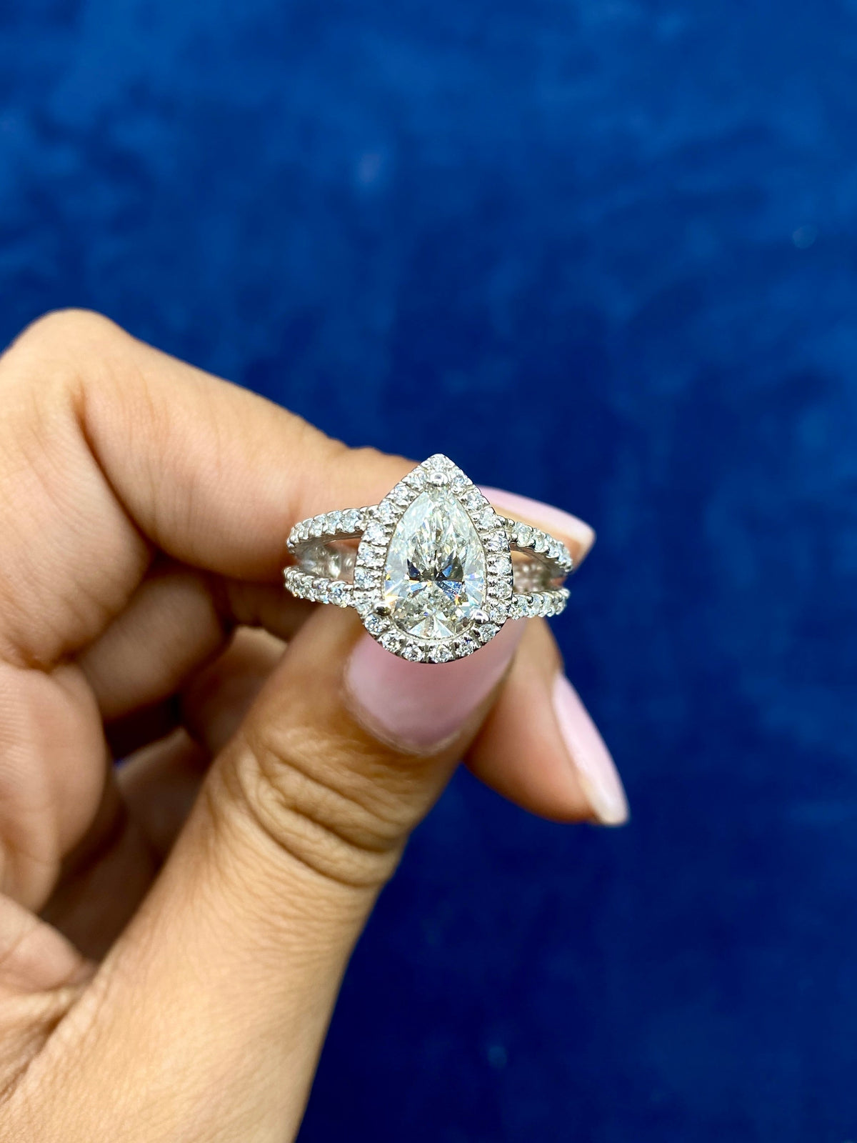 14K Gold Thick Pear Cut Lab Diamond Engagement Ring - additional product view 6