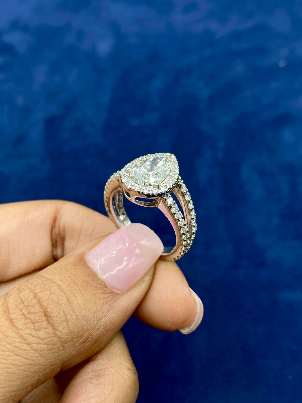 14K Gold Thick Pear Cut Lab Diamond Engagement Ring - additional product view 7