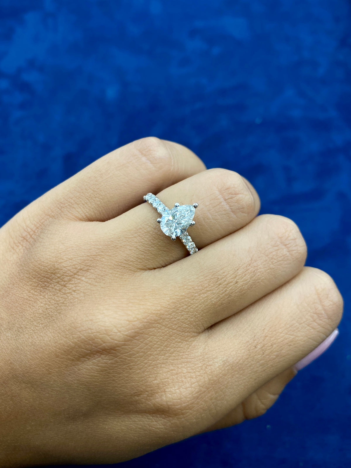 14K Gold Teardrop Engagement Ring Lab Diamonds - additional product view 2