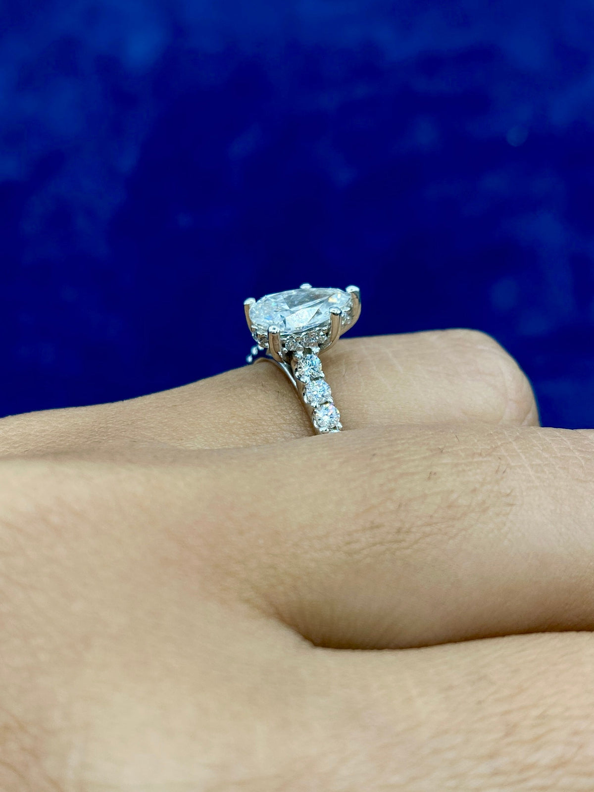 14K Gold Teardrop Engagement Ring Lab Diamonds - additional product view 3