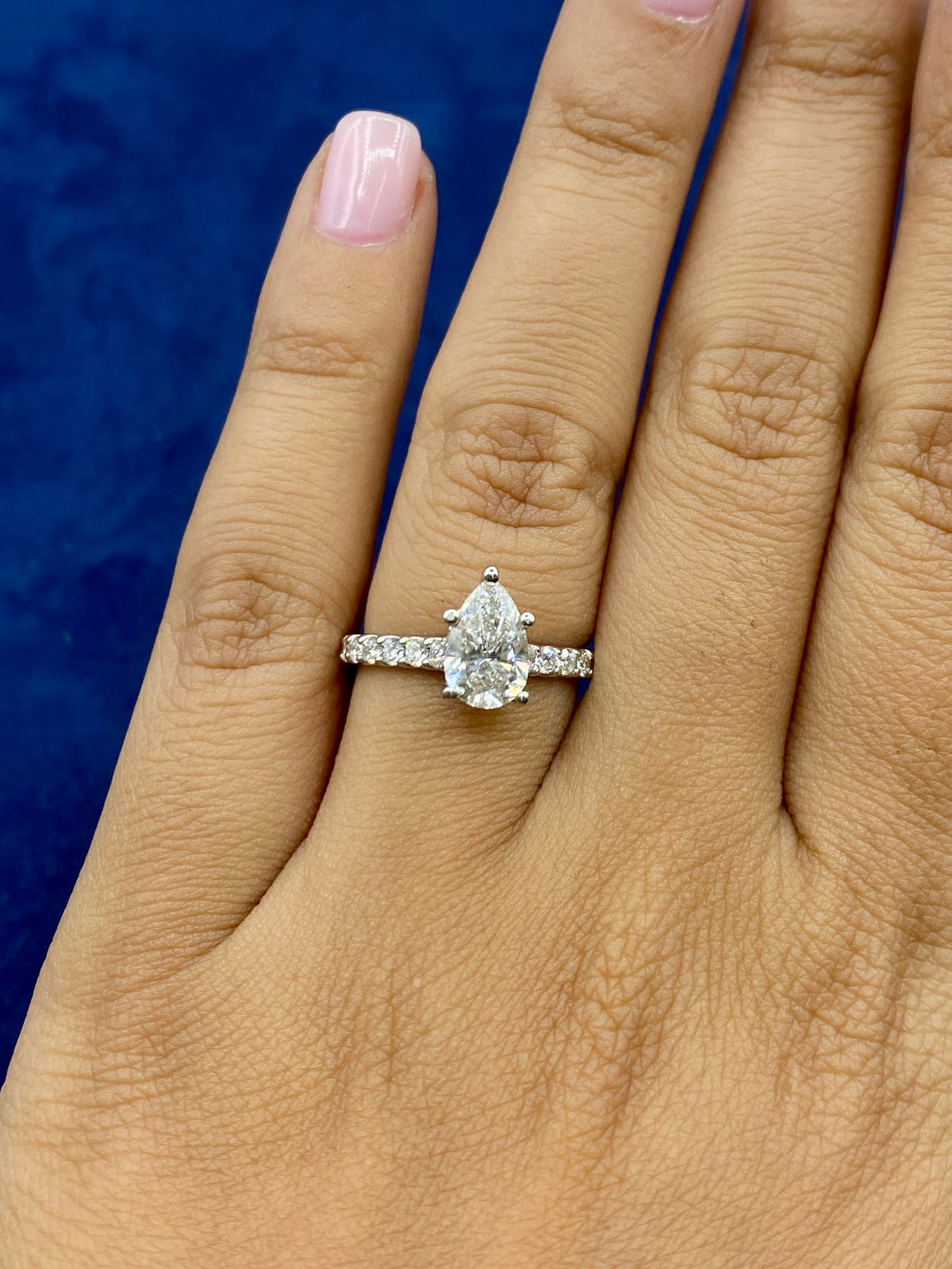 14K Gold Teardrop Engagement Ring Lab Diamonds - additional product view 5