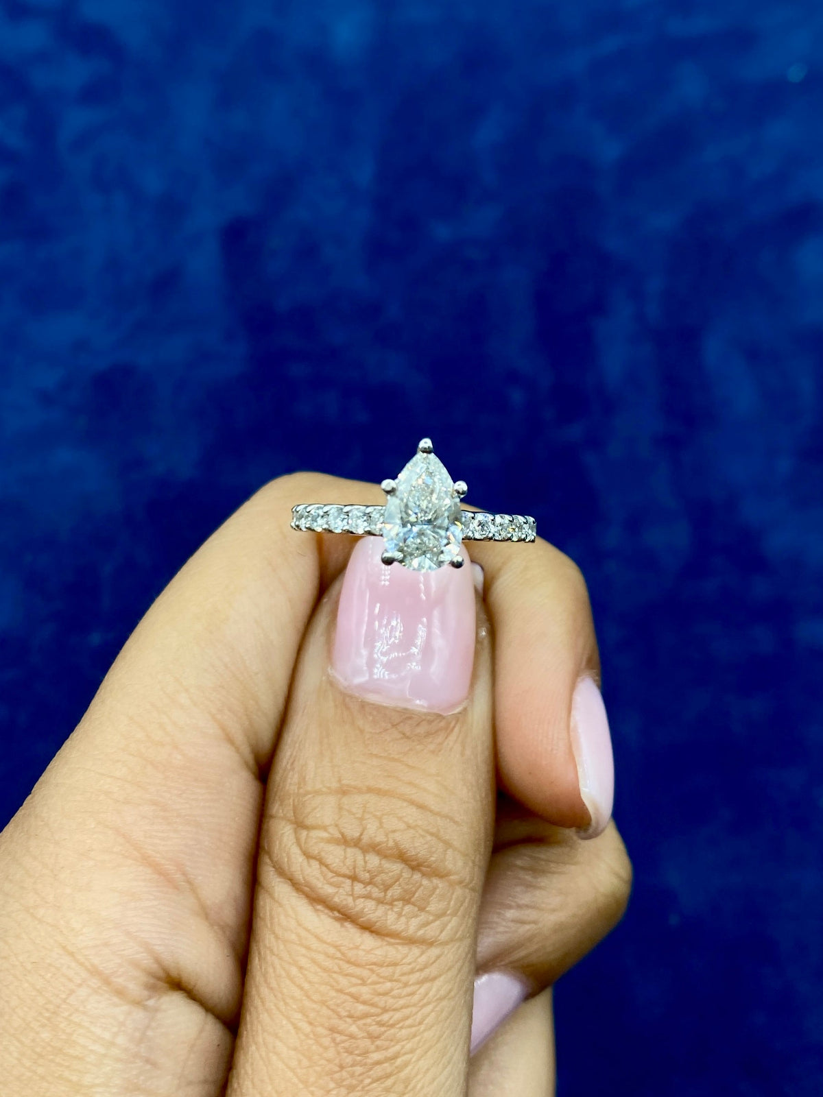 14K Gold Teardrop Engagement Ring Lab Diamonds - additional product view 6