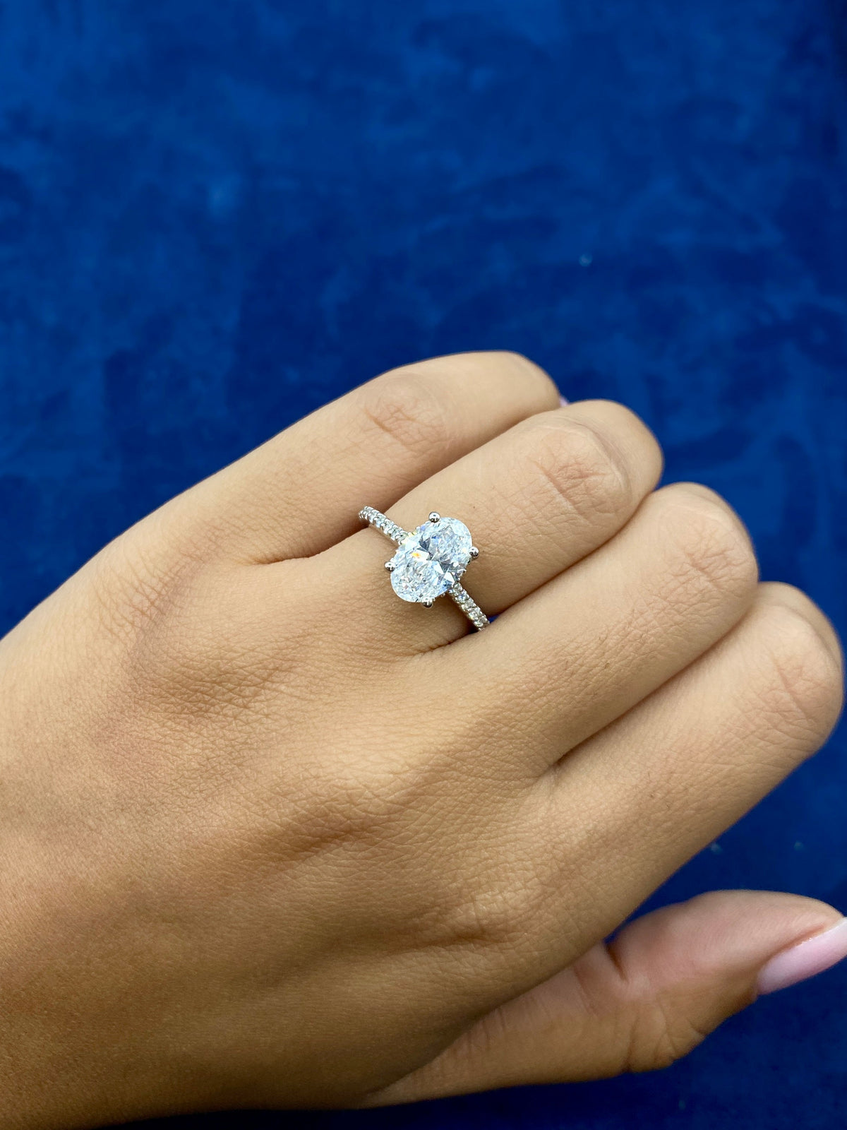 14K Gold Oval Cut Fancy Lab Diamond Engagement Ring - additional product view 2