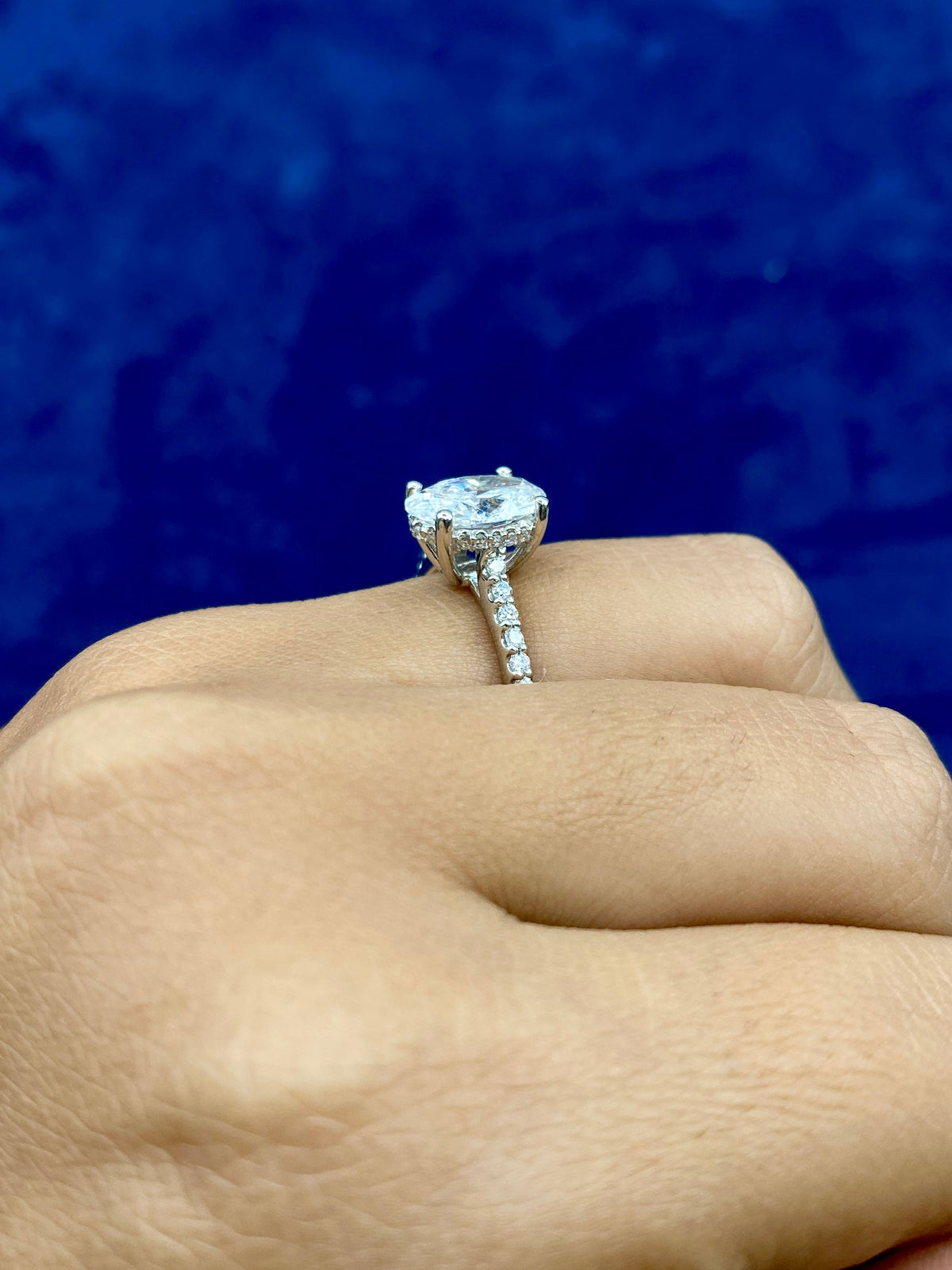 14K Gold Oval Cut Fancy Lab Diamond Engagement Ring - additional product view 3