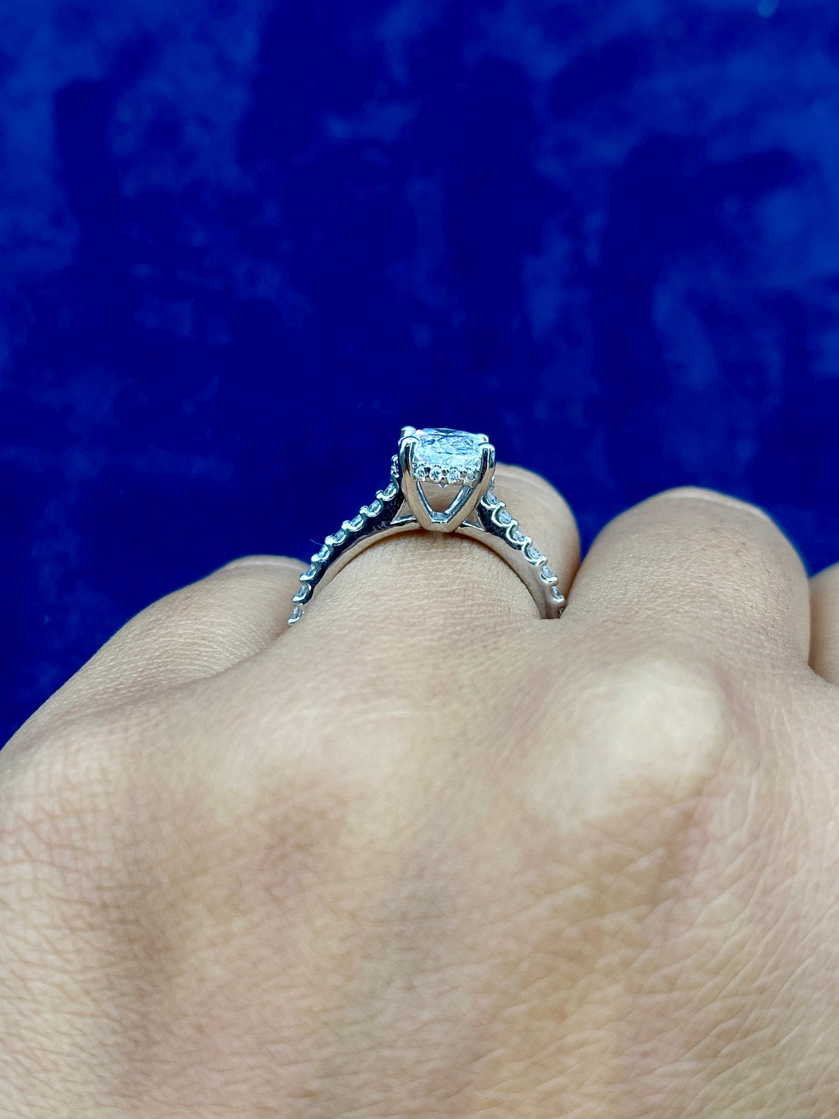 14K Gold Oval Cut Fancy Lab Diamond Engagement Ring - additional product view 4