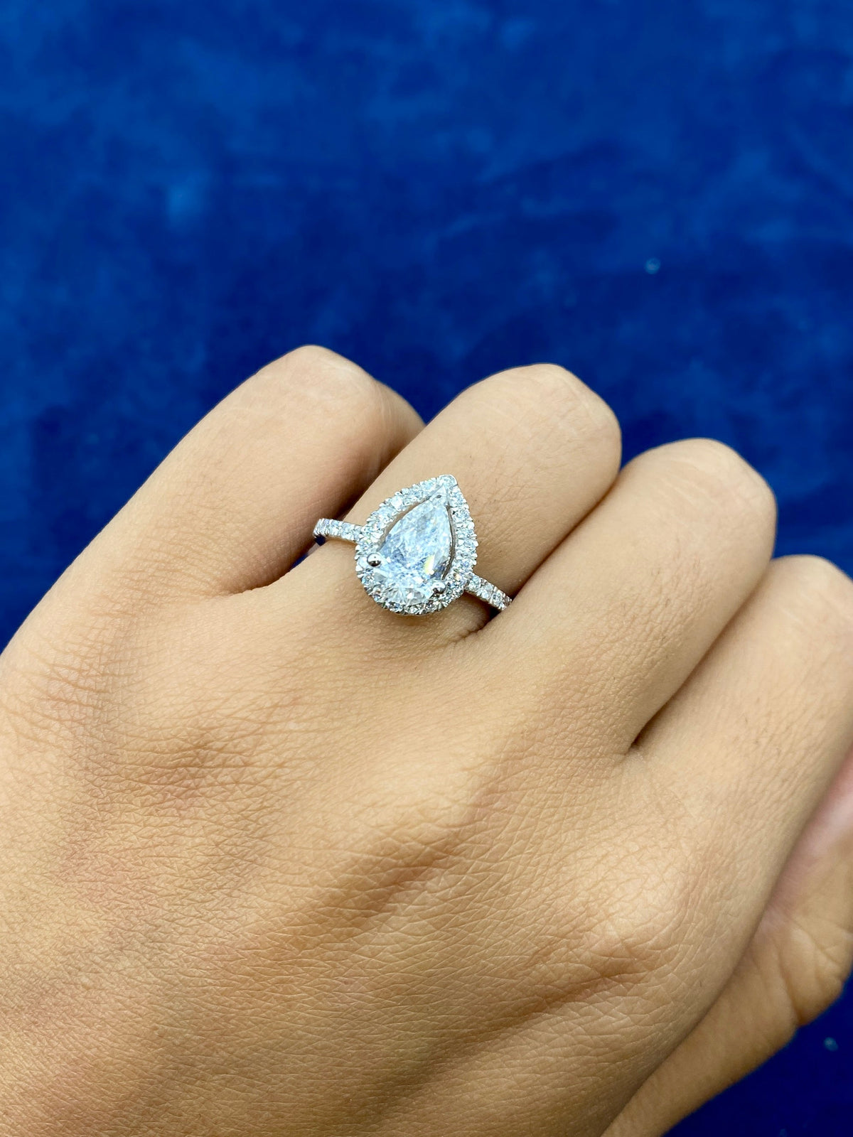 14K Gold Pear Cut Halo Lab Diamond Engagement Ring - additional product view 2