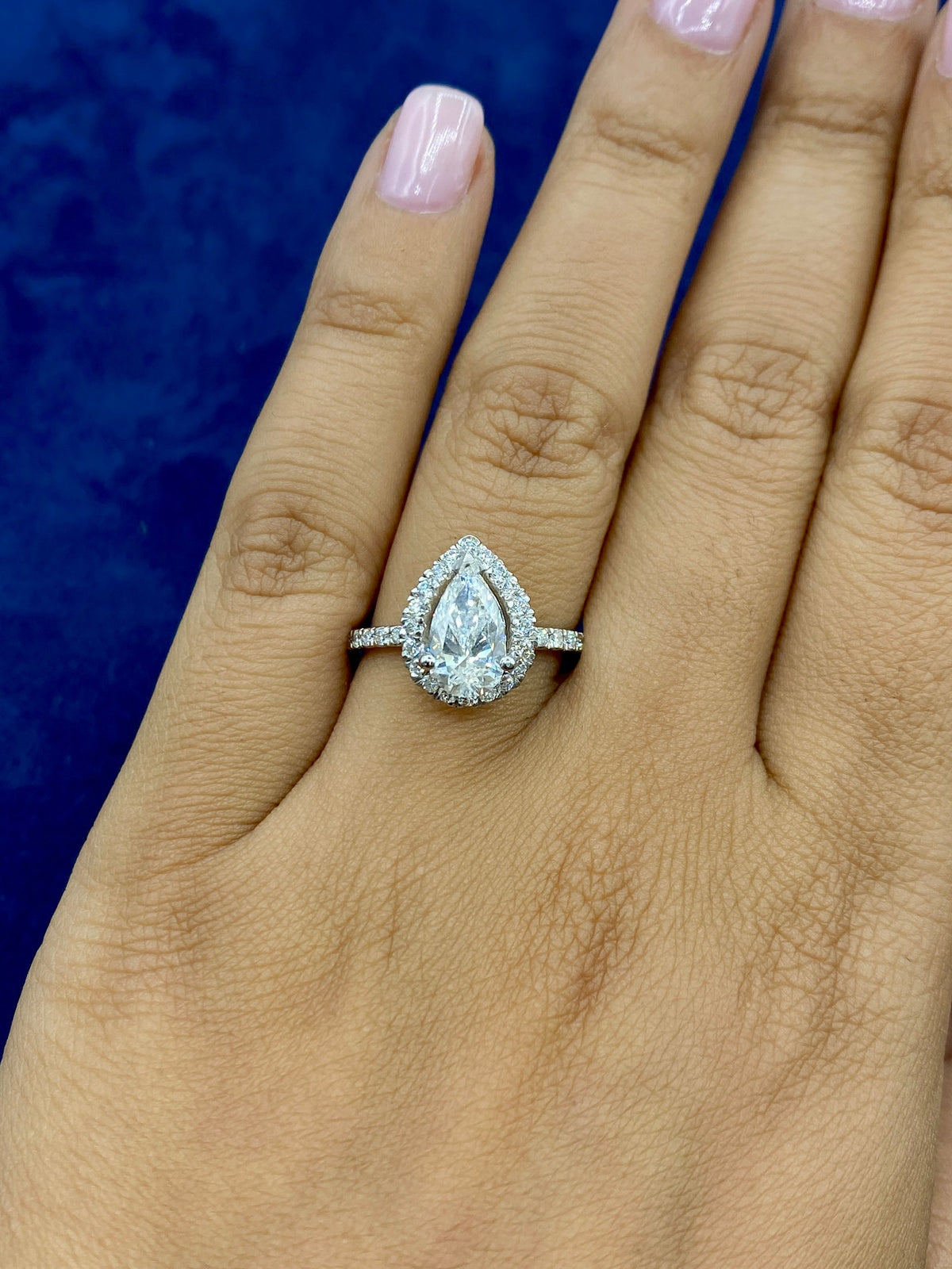 14K Gold Pear Cut Halo Lab Diamond Engagement Ring - additional product view 5