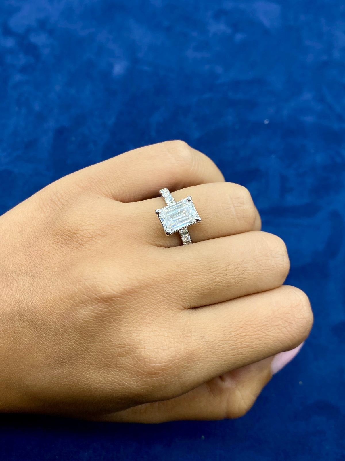 14K Gold Elegant Emerald Cut Lab Diamond Engagement Ring - additional product view 2