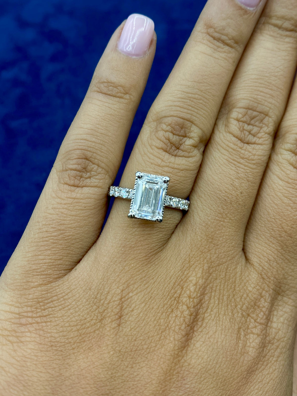 14K Gold Elegant Emerald Cut Lab Diamond Engagement Ring - additional product view 5