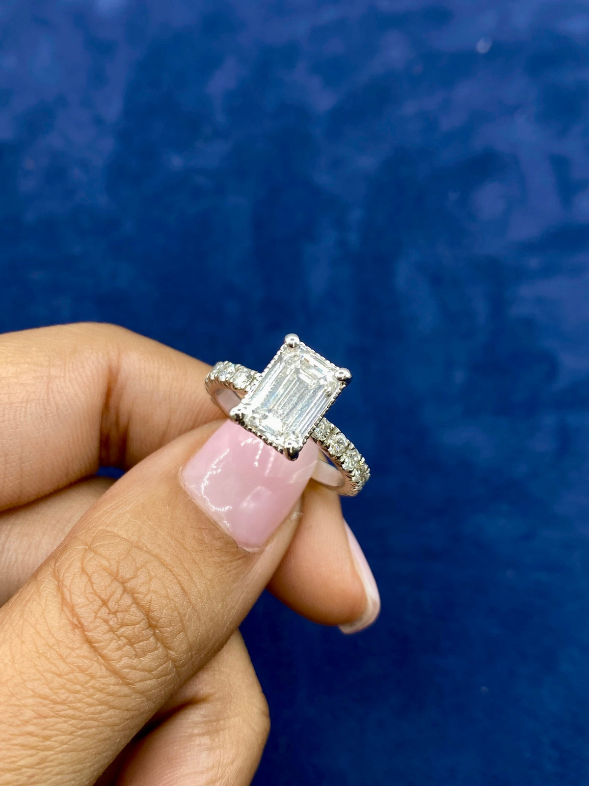14K Gold Elegant Emerald Cut Lab Diamond Engagement Ring - additional product view 6