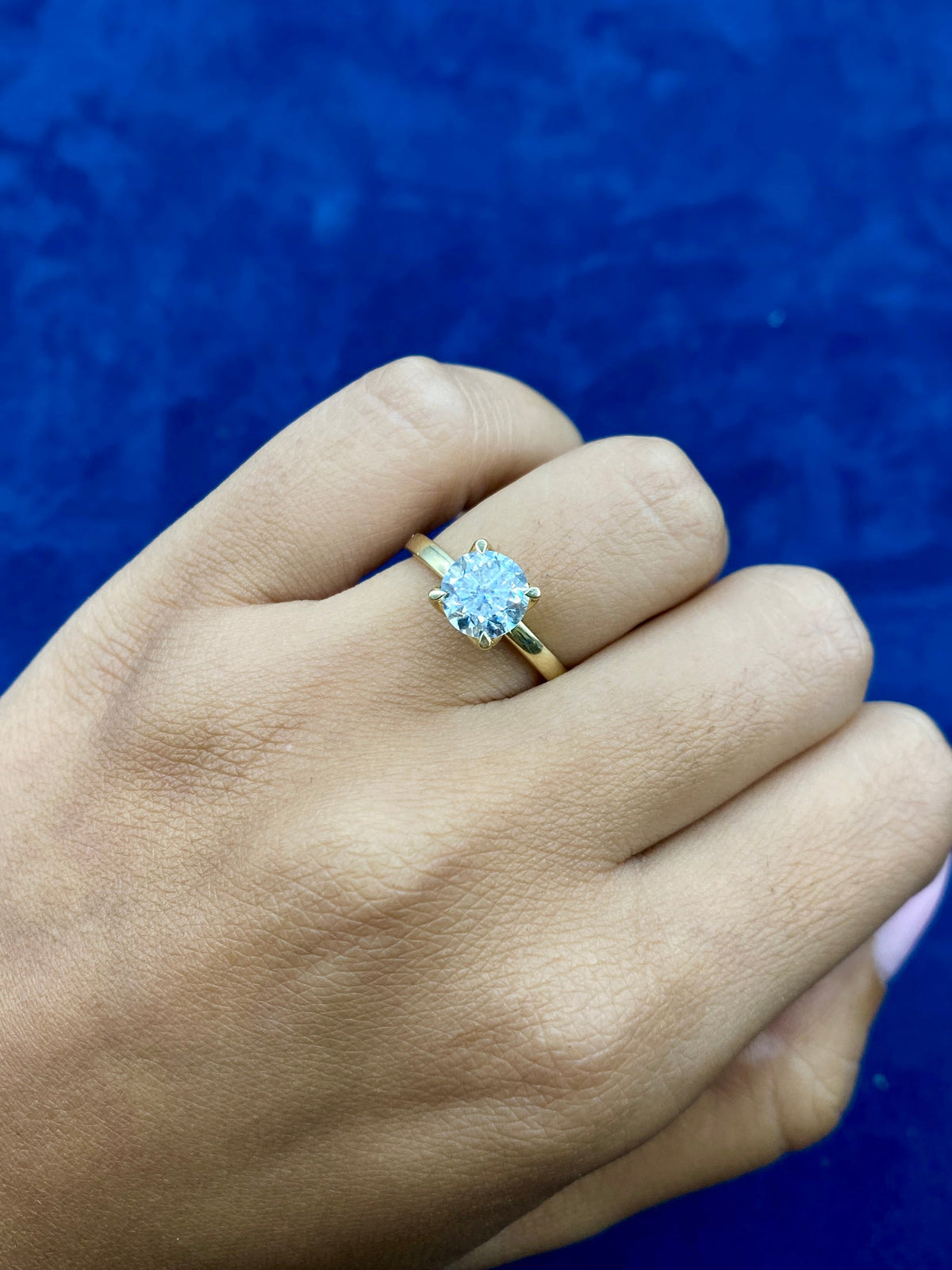 14K Gold Circle Stone Lab Diamond Engagement Ring - additional product view 2